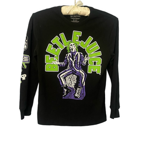 Beetlejuice Graphic Long Sleeve Shirt Kids Small Black